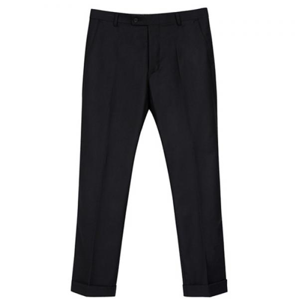 SERGE TURN-UP PANTS-BLACK
