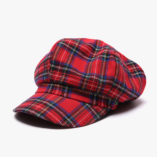 NEWSBOY CHECKED CAP (BLOOD RED)
