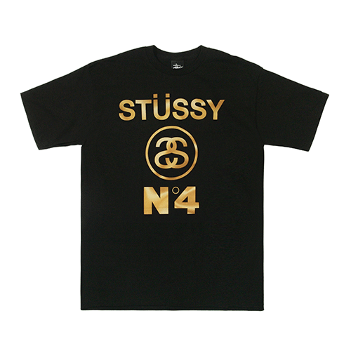 STUSSY NO.4 GOLD SS TEE - BLK