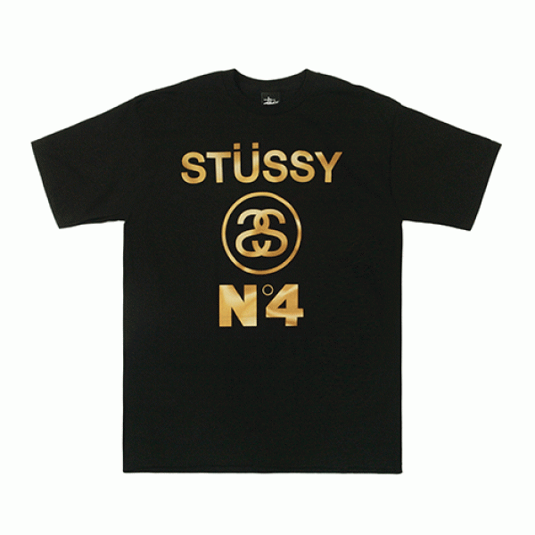 STUSSY NO.4 GOLD SS TEE - BLK