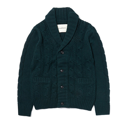 CABLE KNIT CARDIGAN ES [GREEN]