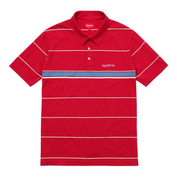 STRIPED POLO-RED