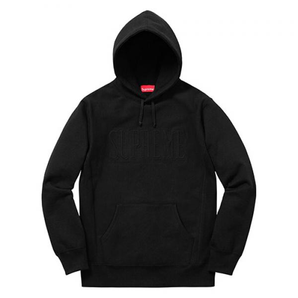 Embroidered Outline Hooded Sweatshirt - Black