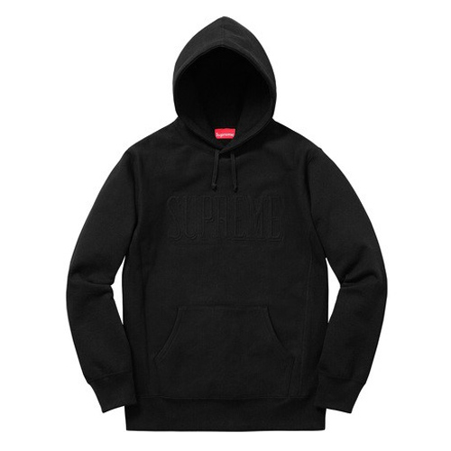 Embroidered Outline Hooded Sweatshirt - Black