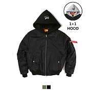 Hood Shirring MA-1 Padding Jacket Black