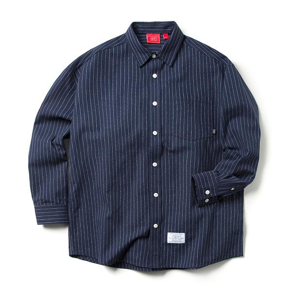 STRIPE OVER FIT SHIRTS (NAVY)_CTOEPLS02MN1