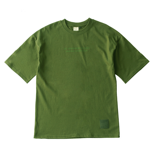 Simple Slogan Short Sleeve T-shirt_Khaki