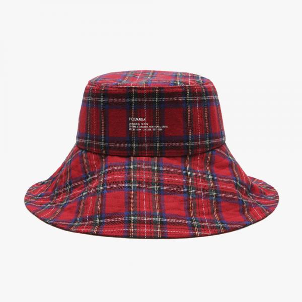 WIDE BUCKET HAT (RED CHECK)