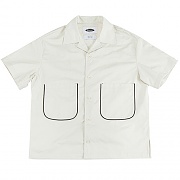 PIPING OPEN COLLAR SHIRTS-WHITE