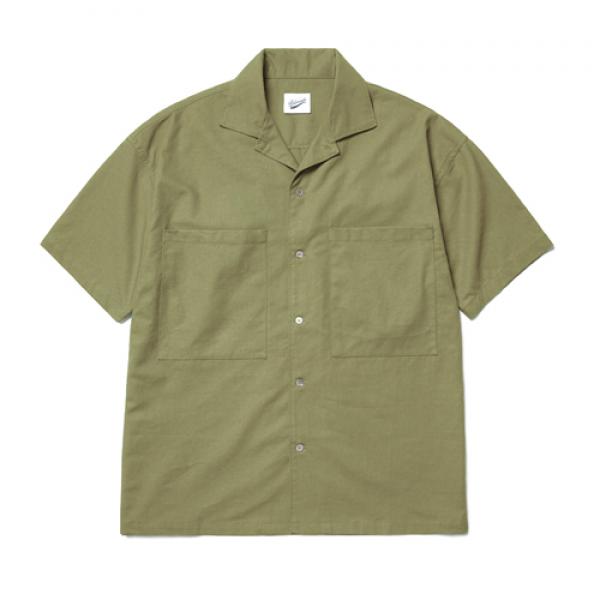 2pocket Linen Half Shirts Khaki