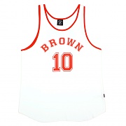 Brown sports sleeveless white