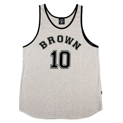 Brown sports sleeveless grey