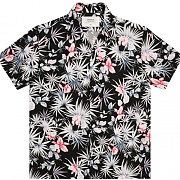 Black Peach Aloha Shirt - Black