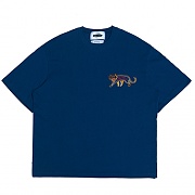 EMBROI 1/2 NORMAL-NECK T-SHIRTS -BLUE