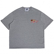 EMBROI 1/2 NORMAL-NECK T-SHIRTS -GRAY