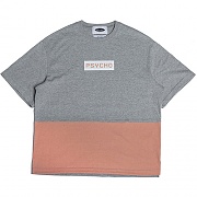 COLOR-BLOCK 1/2 NORMAL-NECK T-SHIRTS -GRAY