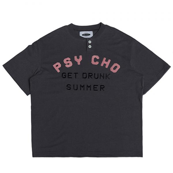 PSYCHO 1/2 HENLEY-NECK T-SHIRTS -CHARCOAL