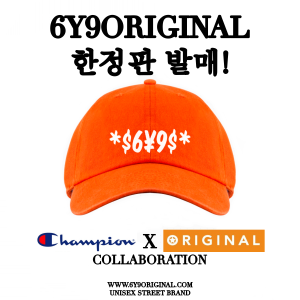 (ǹ߸)6Y9 x champion collaboration cap orange