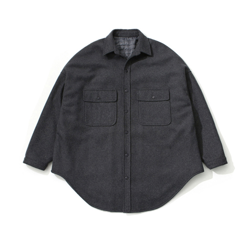 (Unisex)Melton Over Shirt Coat_Charcoal