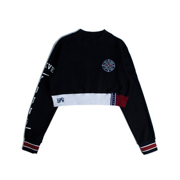 FOREVER YOUNG CROP SWEAT SHIRT_NAVY