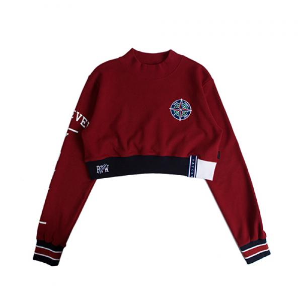 FOREVER YOUNG CROP SWEAT SHIRT_BURGUNDY