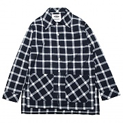 OVER FIT CHECK SHIRTS JACKET-NAVY