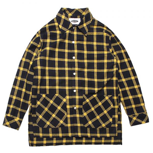 OVER FIT CHECK SHIRTS JACKET-YELLOW