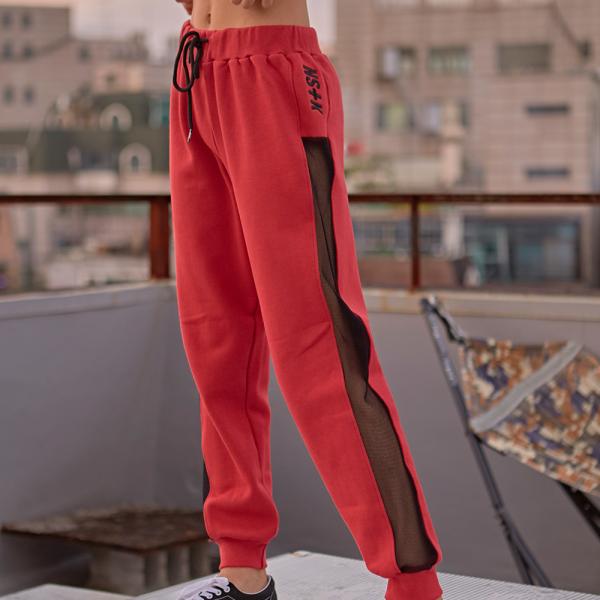 [NSTK] NAPPING SIDE MESH JOGGER PANTS (RED)