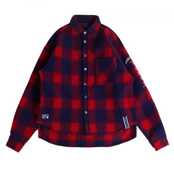 FOREVER YOUNG CHECK SHIRT JACKET_RED