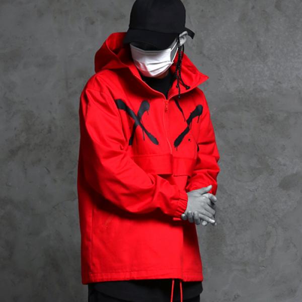 High neck half zip-up hood jacket