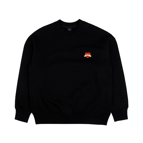 Small Heart Crown Dropshoulder Napping Sweatshirts- Black