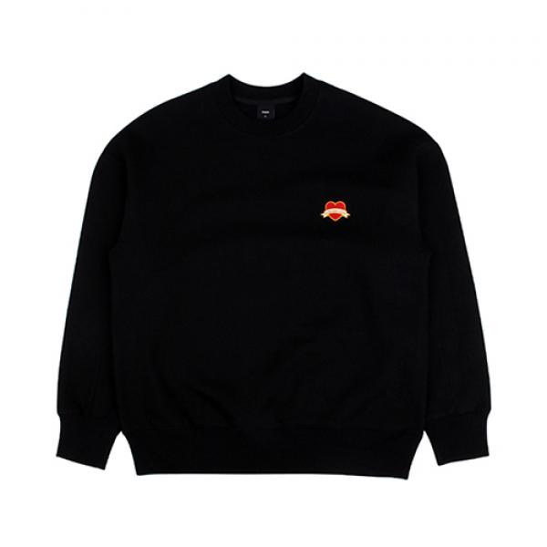 Small Heart Crown Dropshoulder Napping Sweatshirts- Black