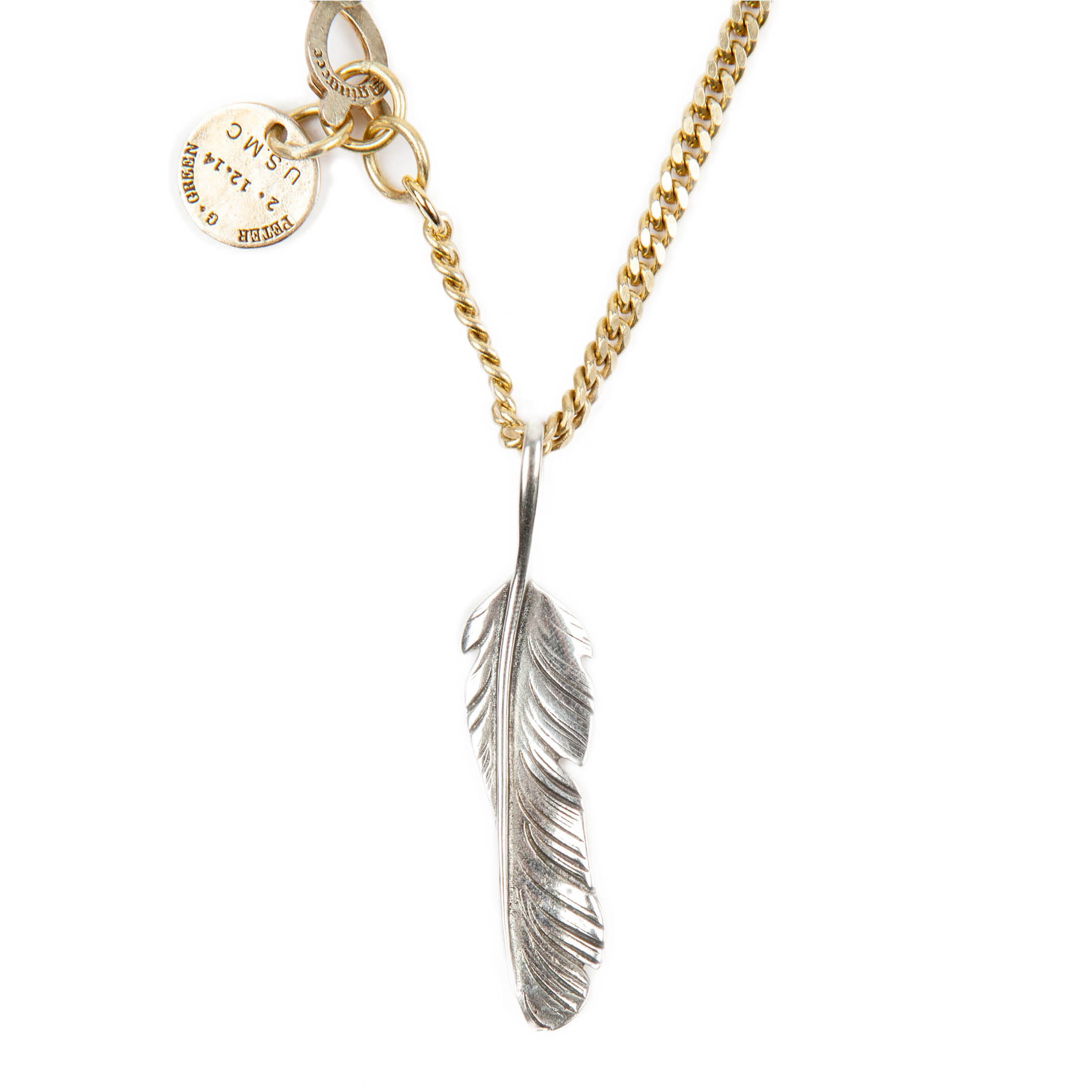 254# SOLIDBRASS FEATHER NECKLACE-NO.1