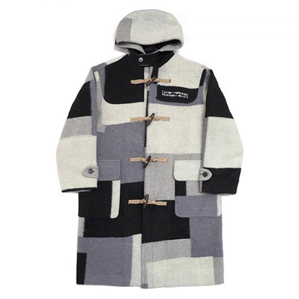 PATCH WORK DUFFLE COAT - ACHROMATIC COLOR