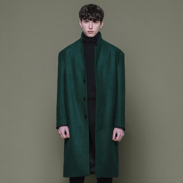 Wool 2Bent Hidden 3Button Long Coat - GREEN