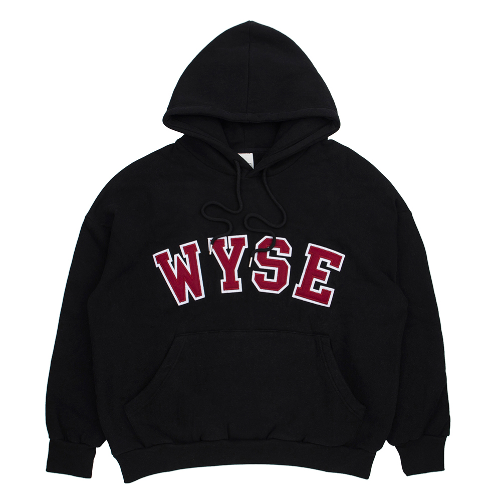 [������] WYSE - EMBROIDERY COLLEGE HOOD (BLACK) ��� �ĵ� �ĵ�Ƽ