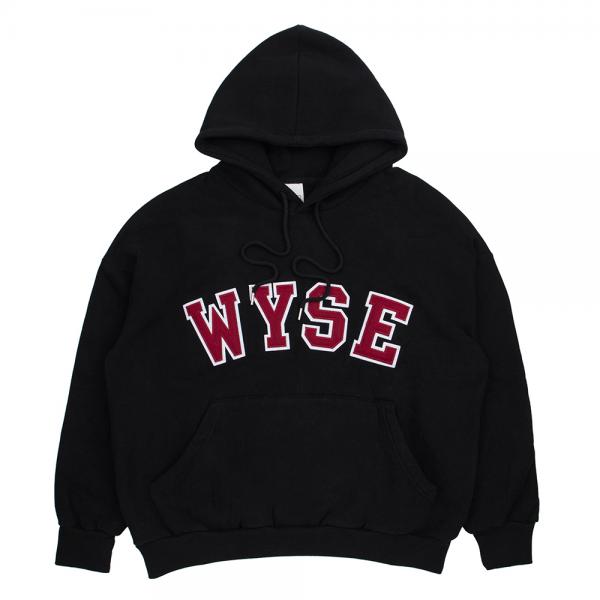 [������] WYSE - EMBROIDERY COLLEGE HOOD (BLACK) ��� �ĵ� �ĵ�Ƽ