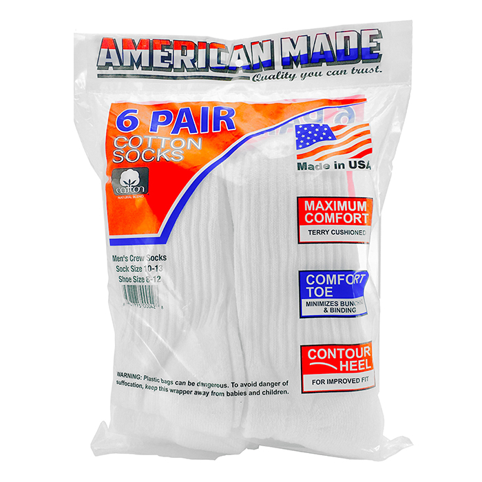 AMERICAN MADE 6P Cotton Socks (MADE IN USA)