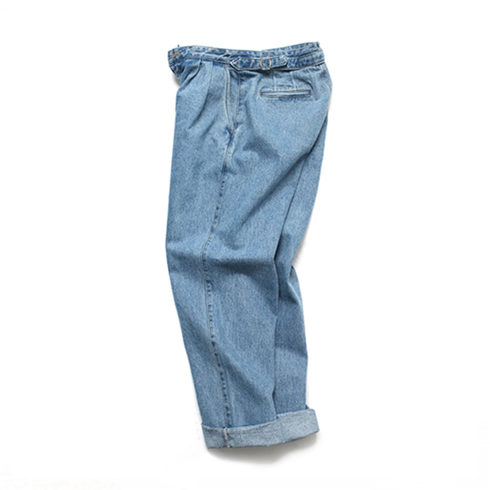 [LAFITS] (Unisex) Velcro Semi Wide Jeans_Light Blue