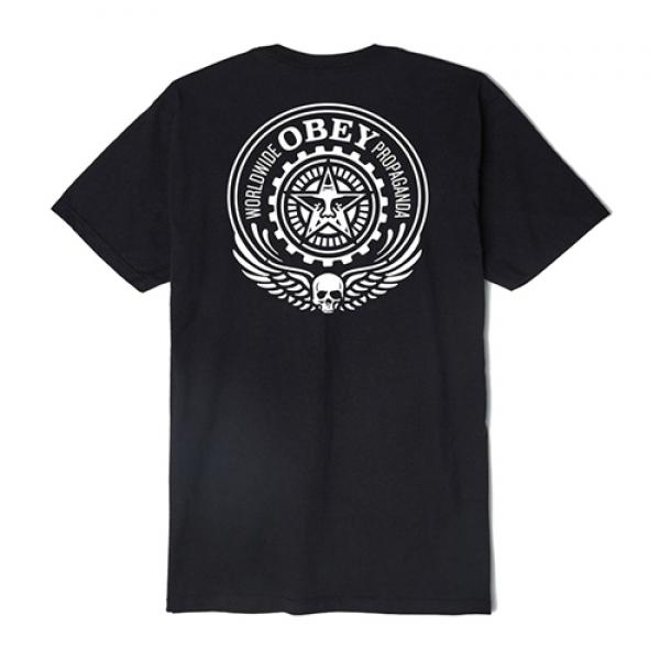 (163081682)OBEY SKULL AND WINGS TEE-BLK