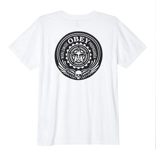 (163081682)OBEY SKULL AND WINGS TEE-WHT