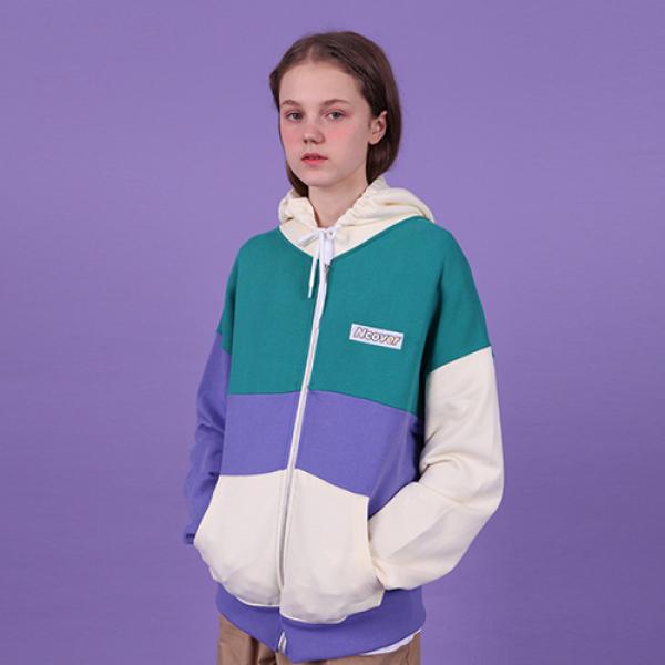 Colorblock hoodie zipup-emerald