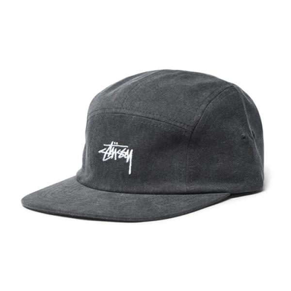WASHED OXFORD CANVAS CAMP CAP-BLK