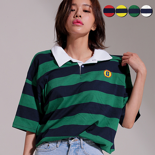 G.Club Striped Polo Shirt(4color)(unisex)