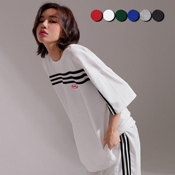 Front Panel Striped T-shirt(6color)(unisex)