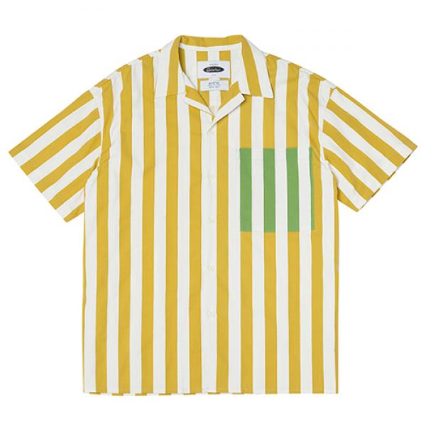 Vertical Stripe Open-collar Shirts (yellow)
