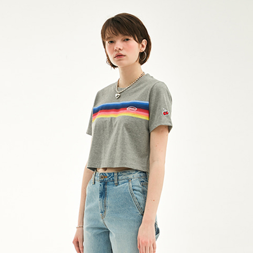 RAINBOW CROPPED T-SHIRT HS [GRAY]