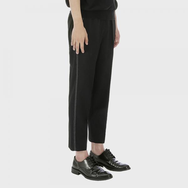 Tapered Stitched Band Trousers [Black]