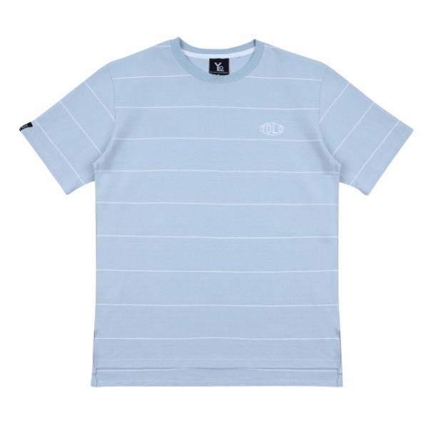 [κʽ   ] White line Short Sleeved T-Shirt - Sky Blue