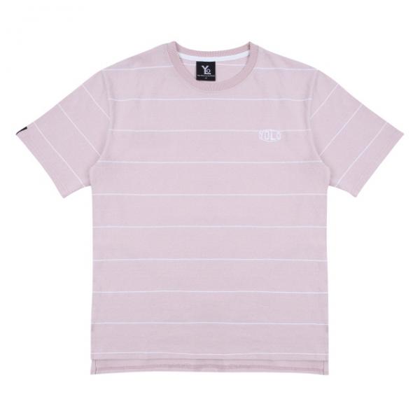 [κʽ   ] White line Short Sleeved T-Shirt - Pink